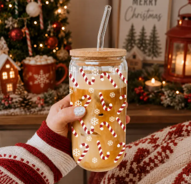Christmas Can Glass