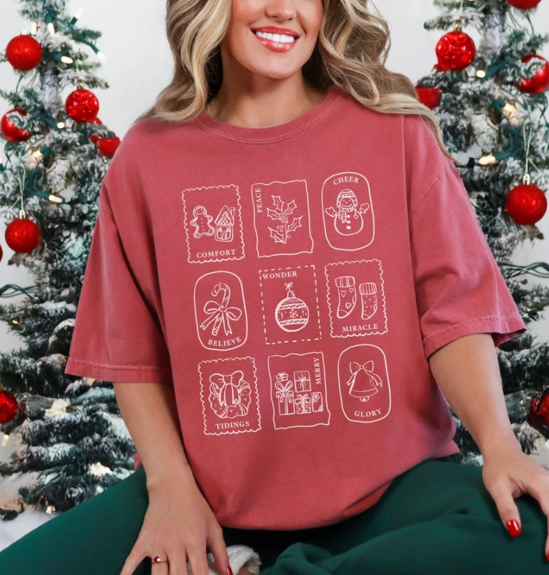 Christmas Stamps Comfort Colors Holiday Graphic T Shirt