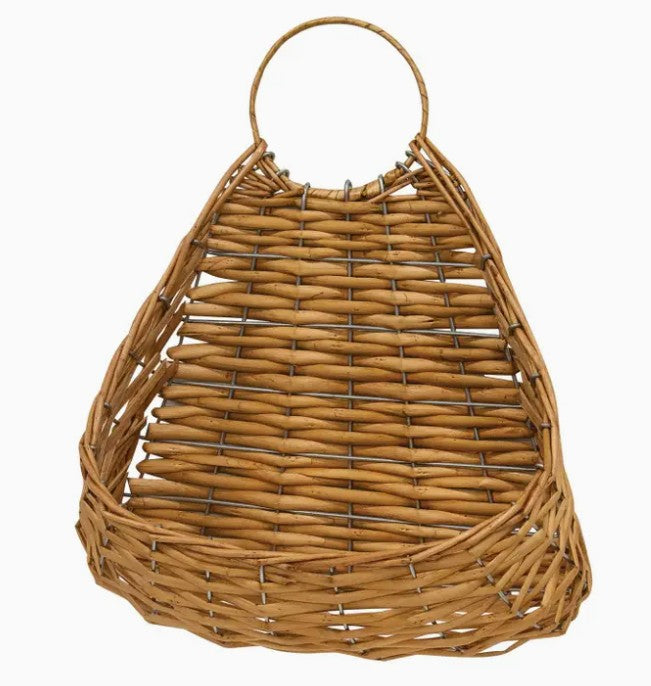 Tan Wicker Hanging Wall Planter