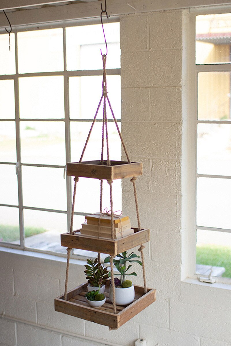 Hanging 3Tier Square Wood