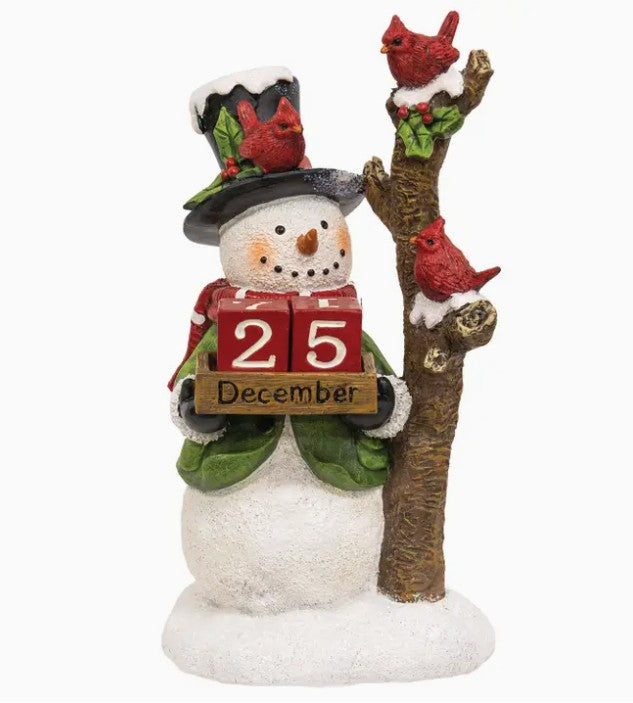 Resin Snowman & Cardinals Christmas Countdown