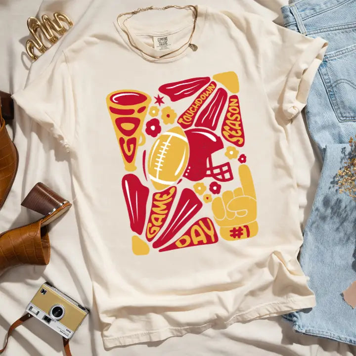 Maroon&Gold Football Abstract Tee