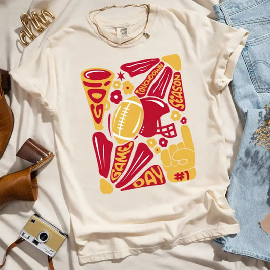 Maroon&Gold Football Abstract Tee