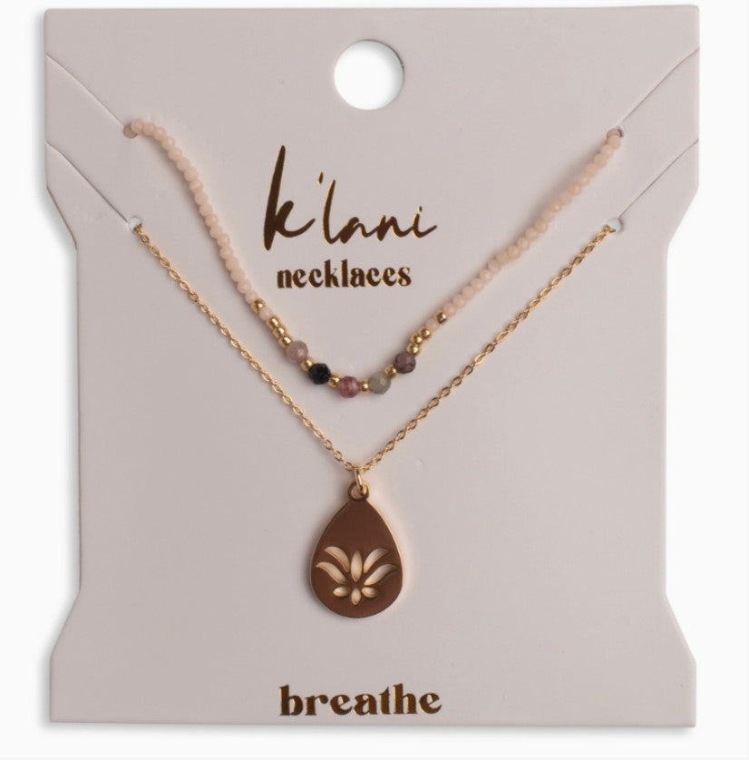 "Breathe" Gold Lotus Necklace Set