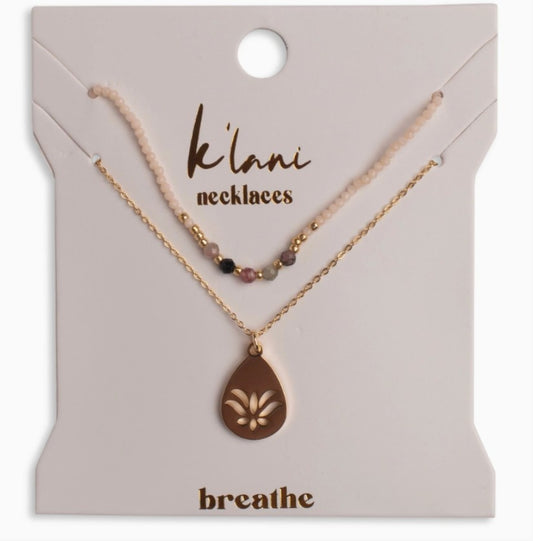 "Breathe" Gold Lotus Necklace Set