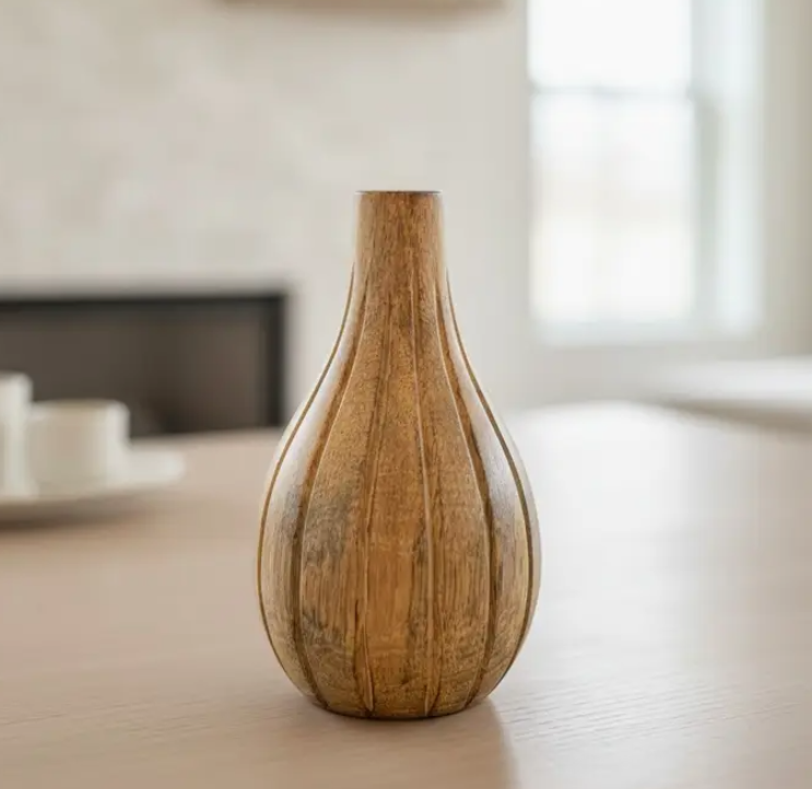 Mini Teardrop Wood Vase