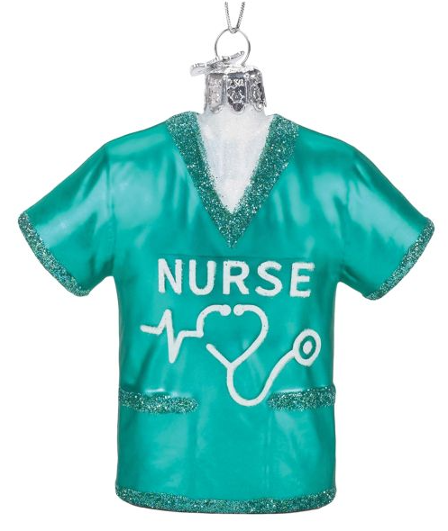 Glass Nurse Scrubs Shirt Ornament