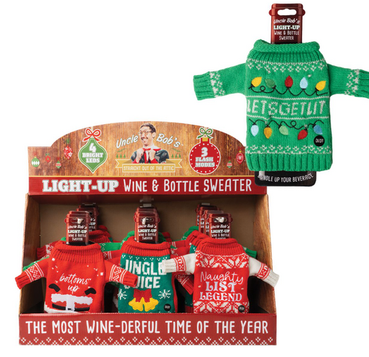 Uncle Bobs Light-Up Wine And Bottle Sweater
