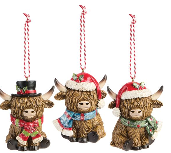 Highland Cow Christmas Ornaments