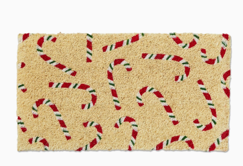 Candy Cane Coir Mat
