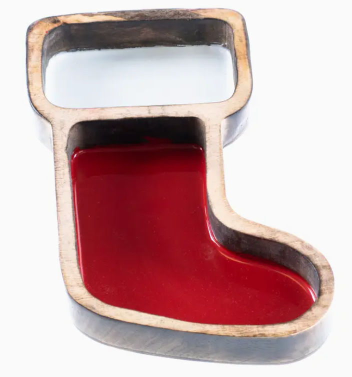 Wood Stocking Serving Dish