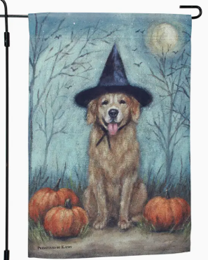 Witch Dog Garden Flag