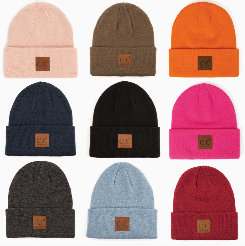 Classic Beanie Hat with Suede Logo Patch