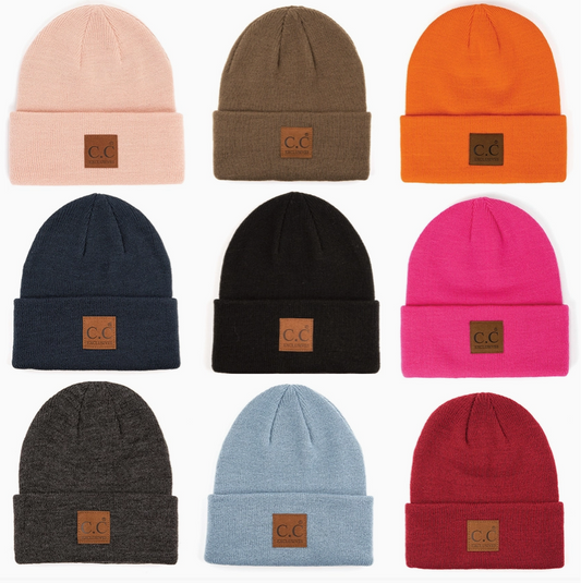 Classic Beanie Hat with Suede Logo Patch