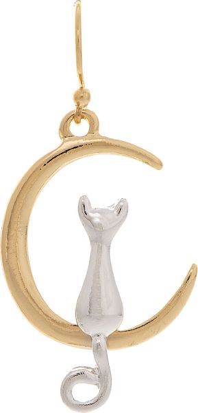 Cat in the Moon Earring