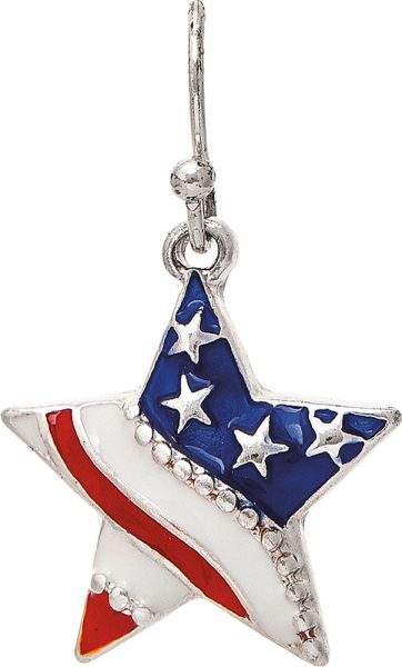 Waving American Flag Star Earring