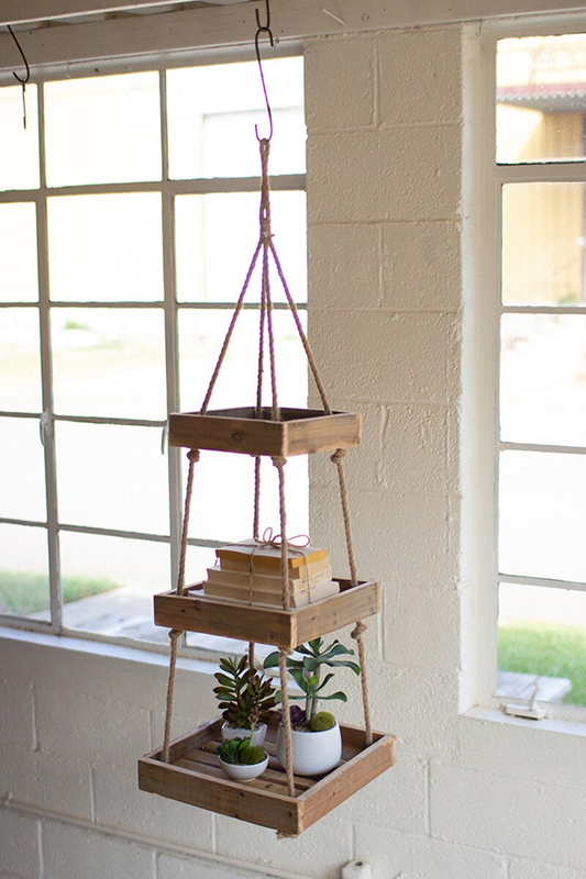 Hanging 3Tier Square Wood