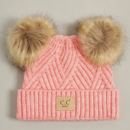 Kids Double Pom-Pom Beanie