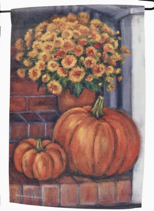 Porch Steps and Flowers Garden Flag