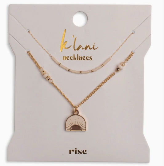 "Rise" Gold & Cream Sunrise Necklace Set